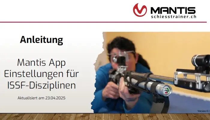 Mantis X App Einstellungen für ISSF-Disziplinen